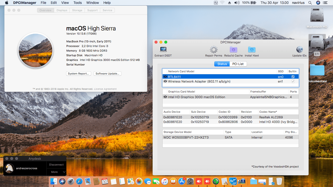 Success Hackintosh macOS High Sierra 10.13.6 Build 17G66 in Acer Aspire E1-471